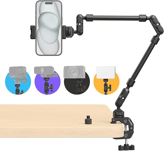 SMALLRIG 22 inch Magic Arm Clamp, Overhead Phone Mount Holder