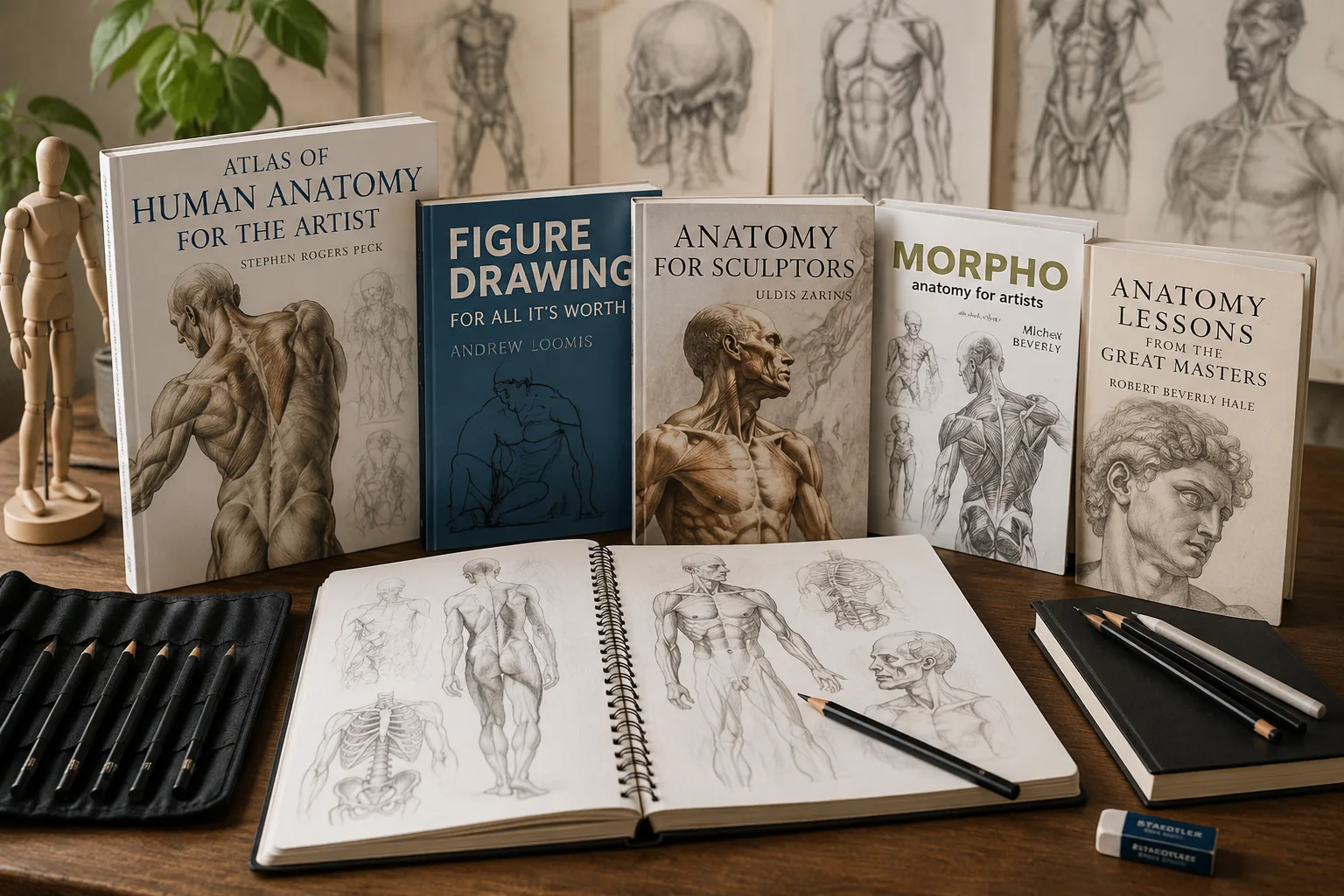 Anatomy books and figure drawing studies for digital and fine artists