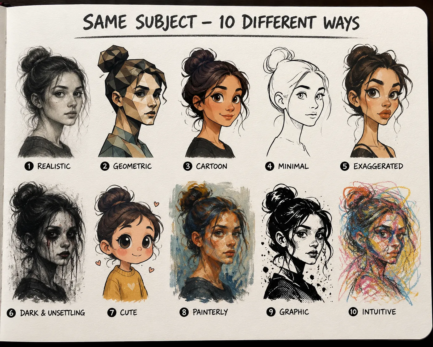 The Same Subject 10 Different Ways